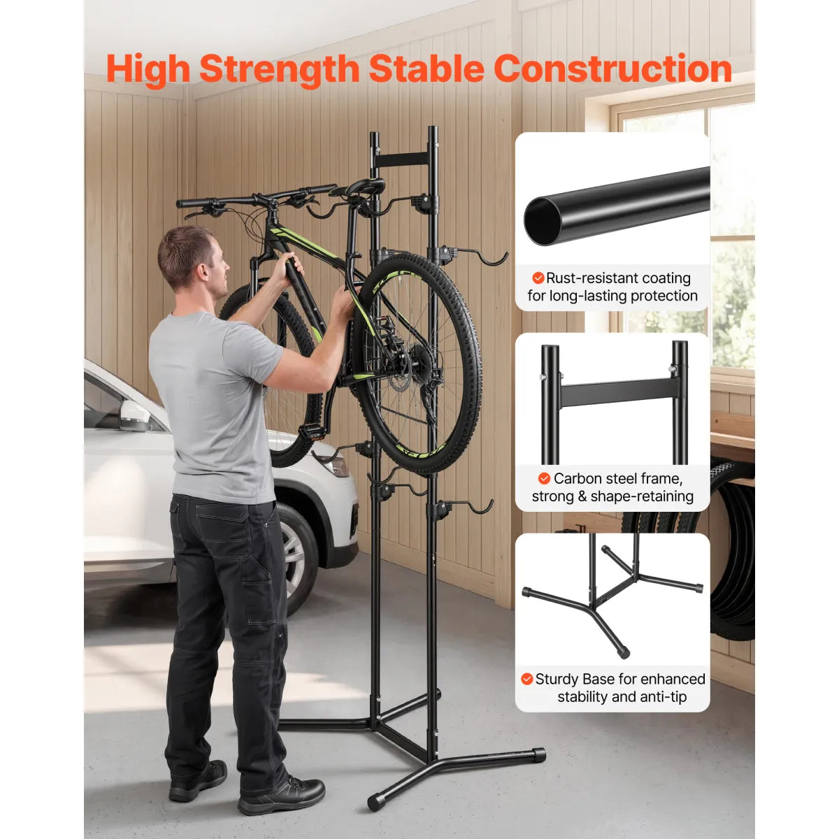4-Bike Vertical Stand – Freestanding Space-Saving Bicycle Storage Rack