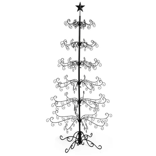 6ft Wrought Iron Ornament Display Tree Stand, Black