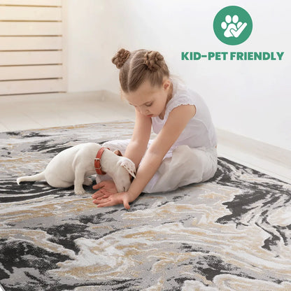 Abstract Runner Rug, Grey