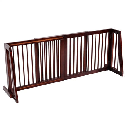 3-Panel Wooden Freestanding Pet Gate, Adjustable Length