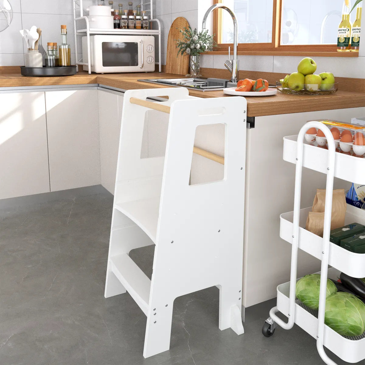Kids Kitchen Step Stool, Adjustable Height Learning Tower – view 3