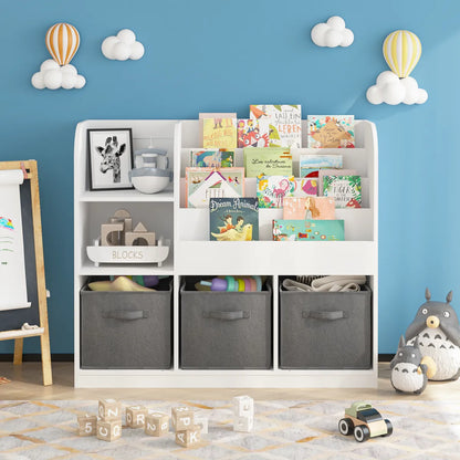 Kids Bookcase with Fabric Drawers