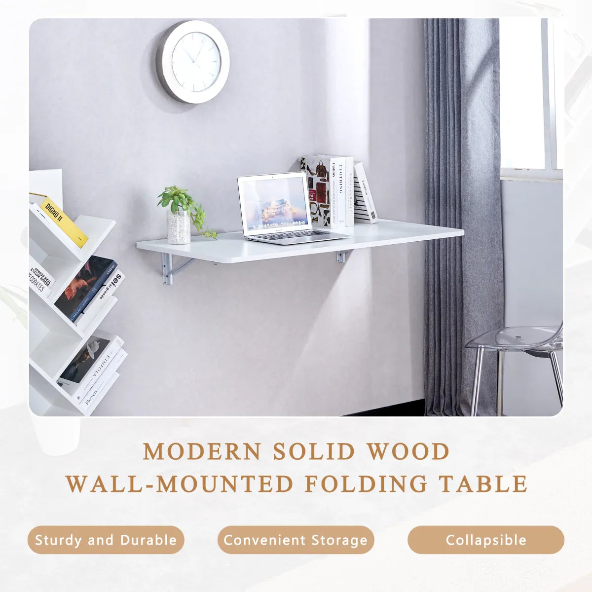 Wall-Mounted Folding Desk, White