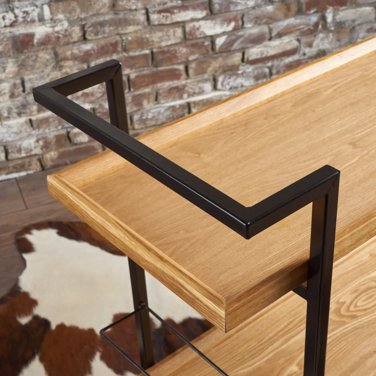 Rolling Bar Cart, Natural Wood – view 4