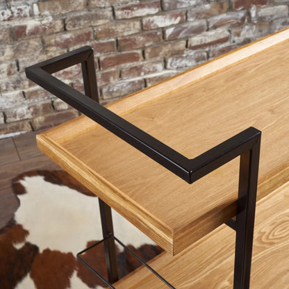 Rolling Bar Cart, Natural Wood – view 4