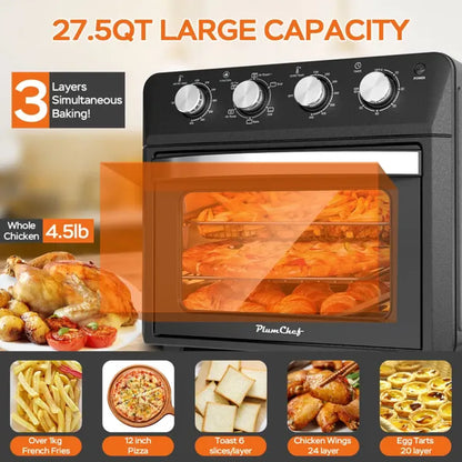 27.5QT 6-in-1 Air Fryer Toaster Oven – Dropdown-Door Convection Oven