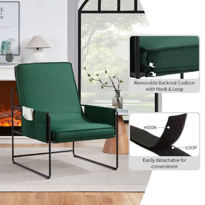 Sling Accent Chair with Removable Cushion, Green