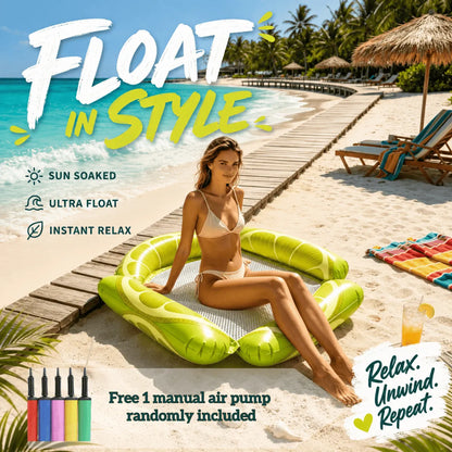 Inflatable Mesh Pool Float Chair – Lime Slice Water Lounger