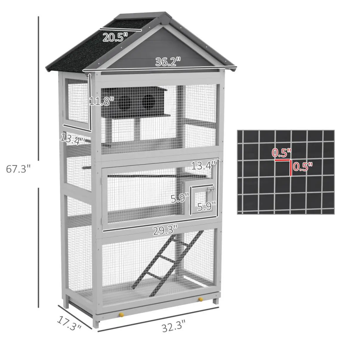 Wooden Bird Aviary House with Slide-Out Tray