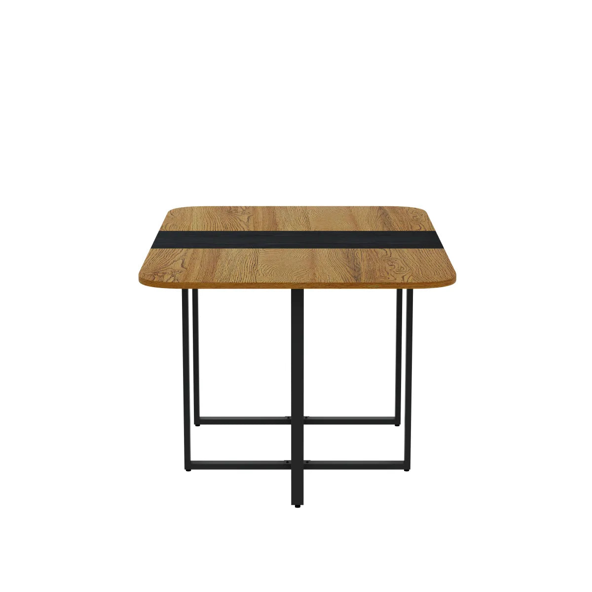Modern Dual-Texture Dining Table with Marble & Wood-Pattern Top – view 3