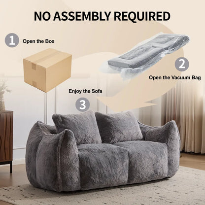 Giant Fluffy Bean Bag Couch – Oversized Loveseat Lounger for Adults