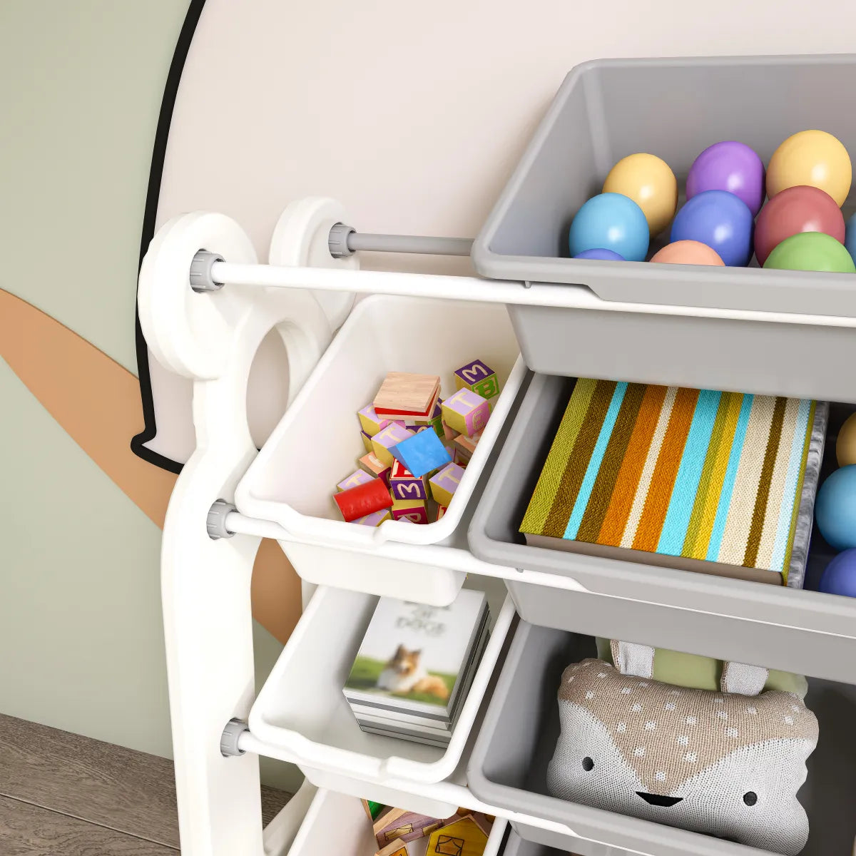 Kids Toy Storage Organizer – 12 Removable Bins, Playroom Shelf