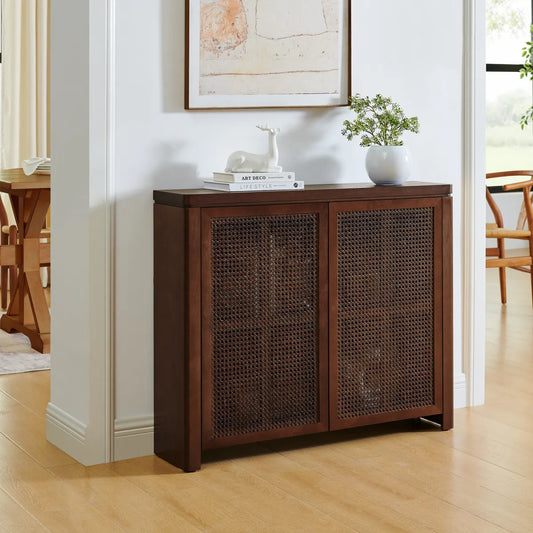 Mid Century Modern Rattan Sideboard Buffet Cabinet