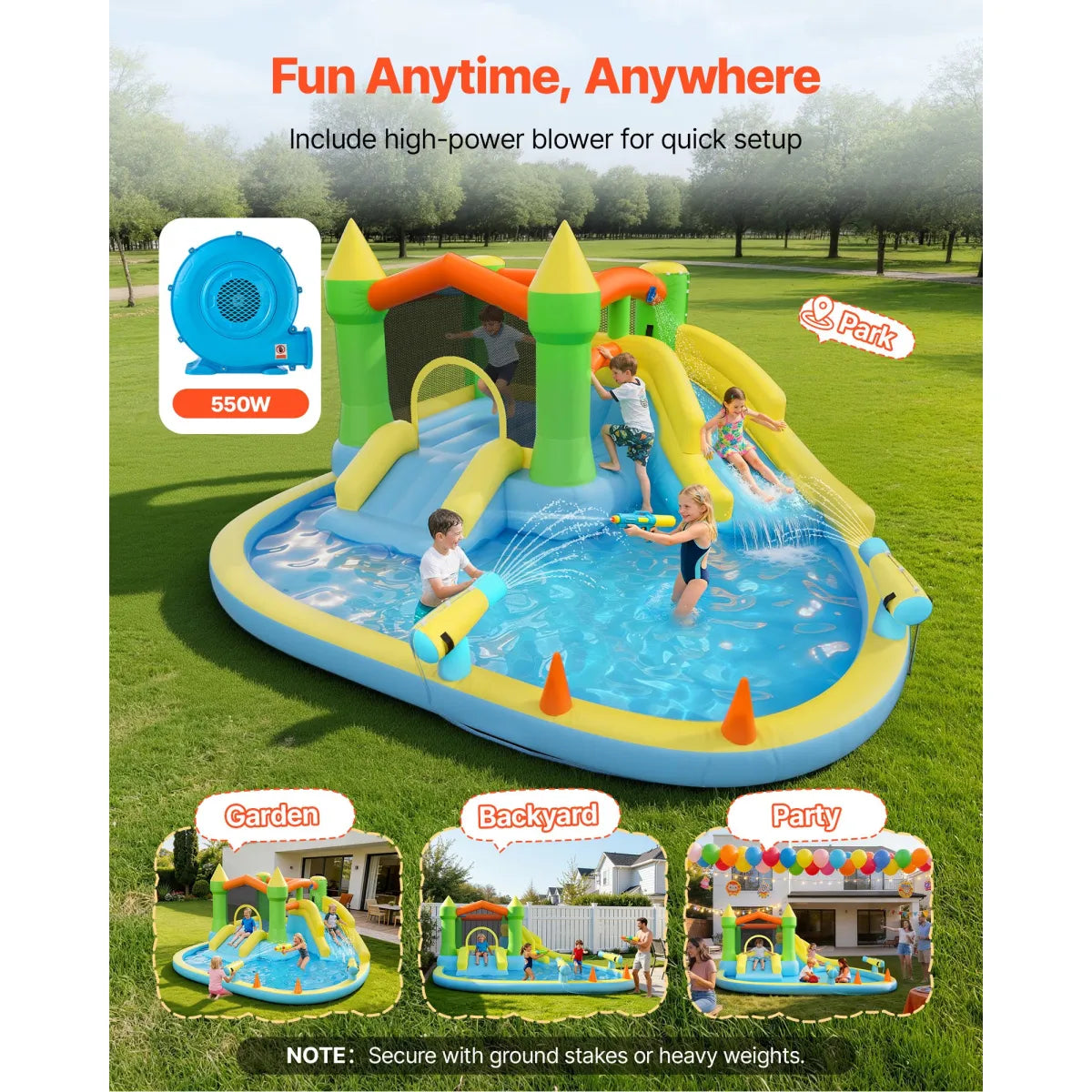 Inflatable Bounce House – Outdoor Bouncer with Slide for Kids