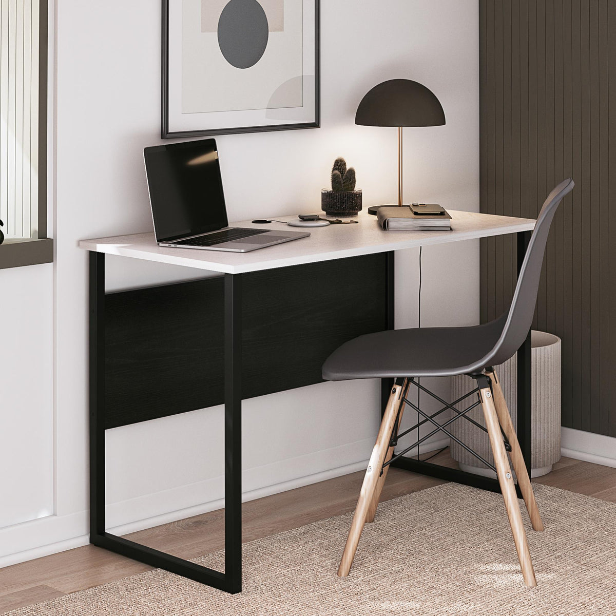 Sorina writing desk, white and light oak