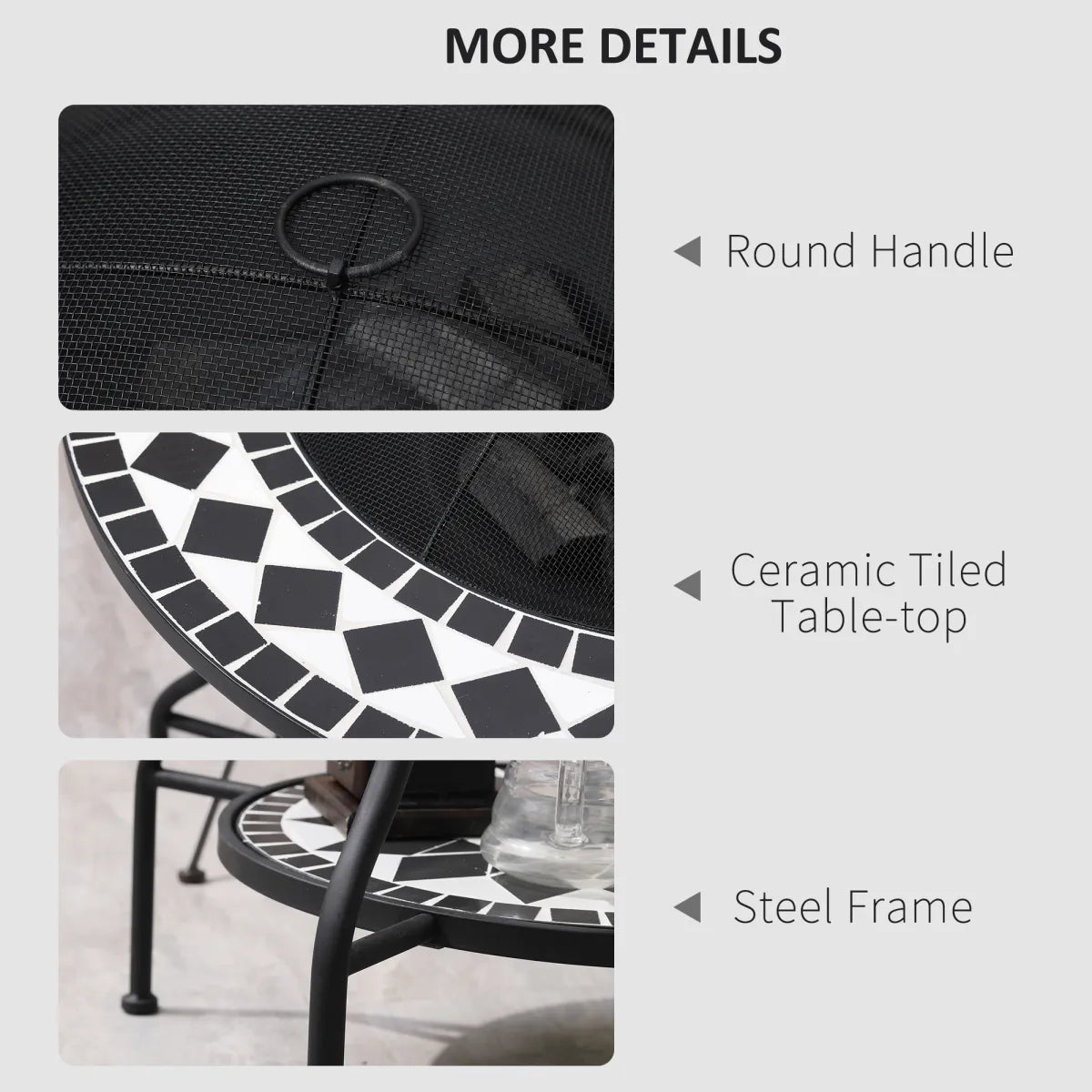 30" Round Fire Pit Dining Table – 3-in-1 Wood-Burning with Ice Bucket
