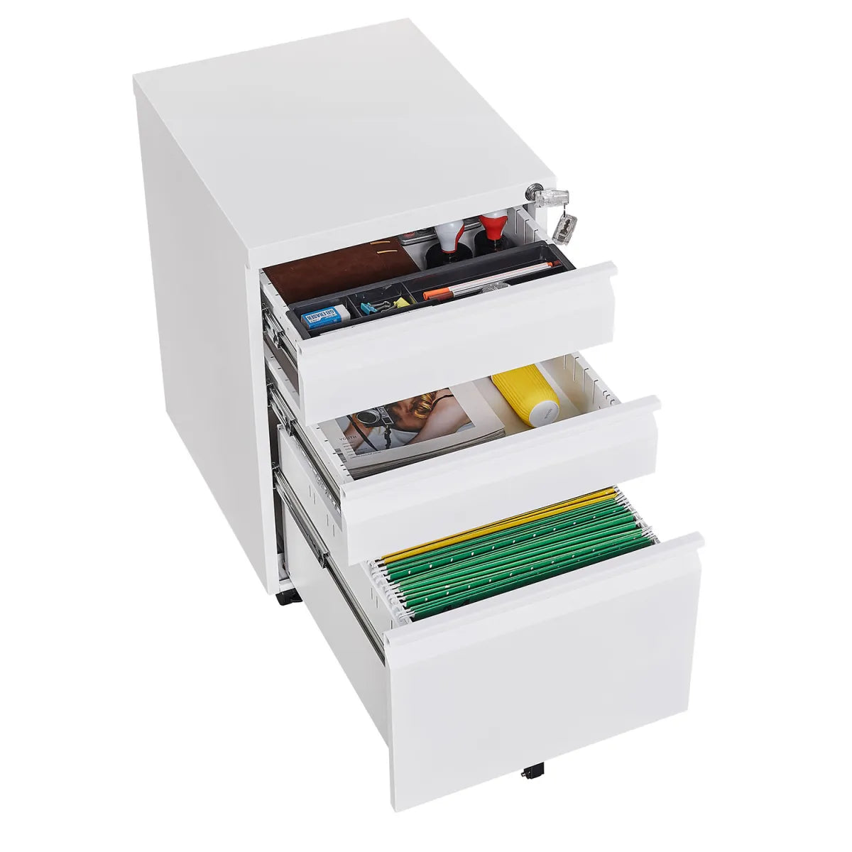 3-Drawer Mobile Filing Cabinet with Lock – view 2