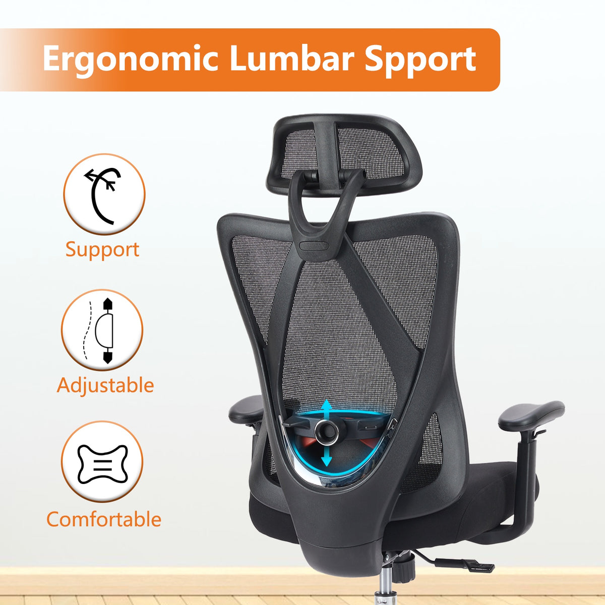 Ergonomic office chair with lumbar support