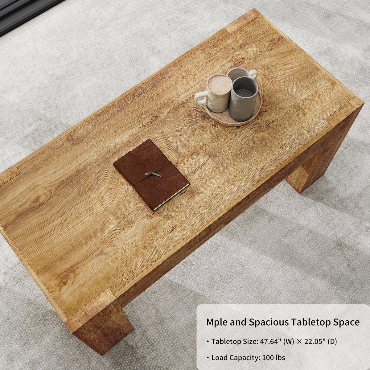 48 inch farmhouse coffee table with hidden drawer