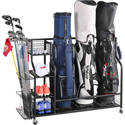 Extra Large Golf Bag Storage Rack for Garage, Holds 4 Golf Bags and Accessories