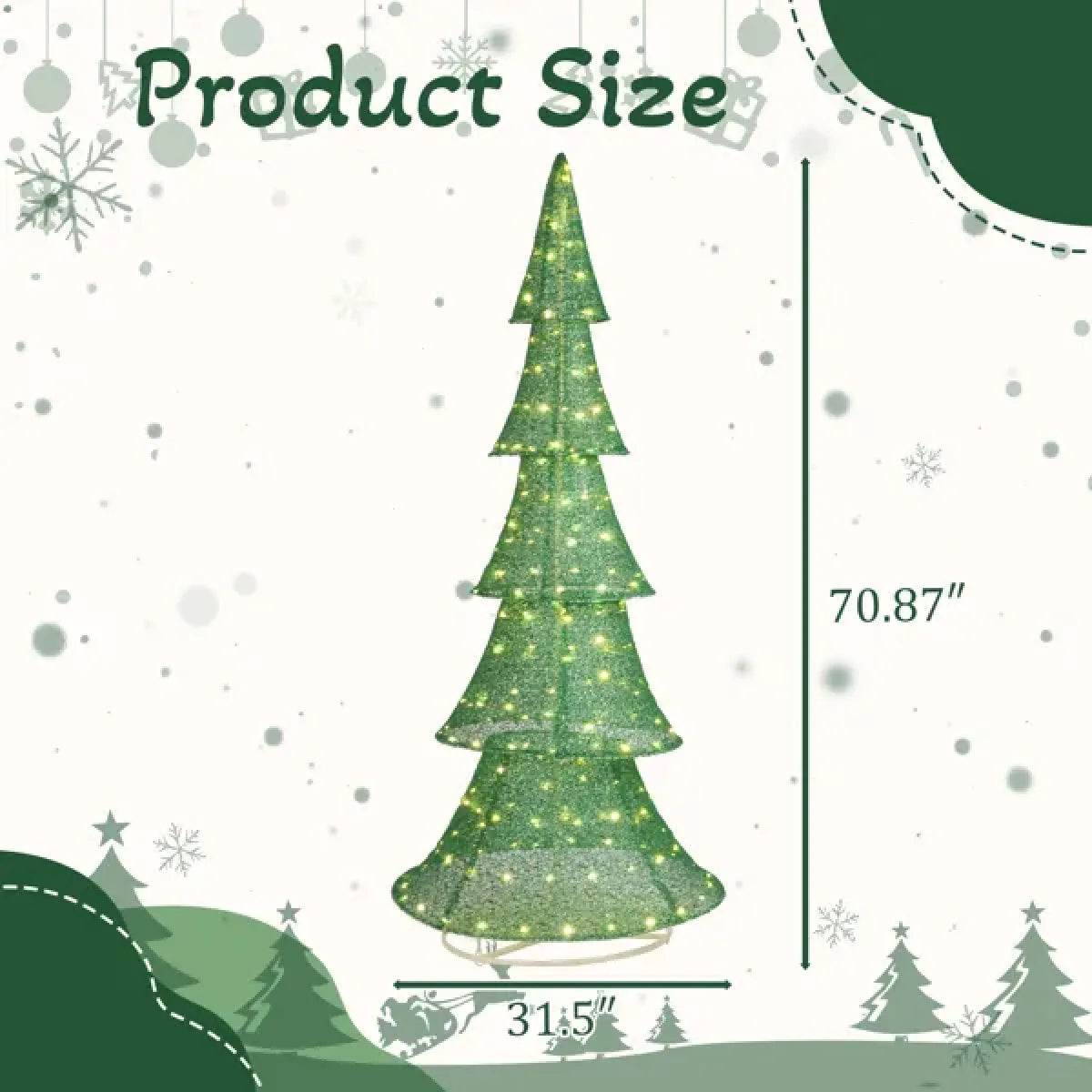 6 Ft Pre-Lit Pull-Up Christmas Tree Yard Decoration with LED Lights