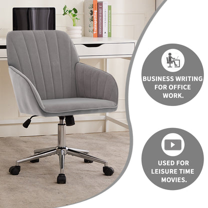 Velvet Swivel Office Chair, Gray – alternate view 4