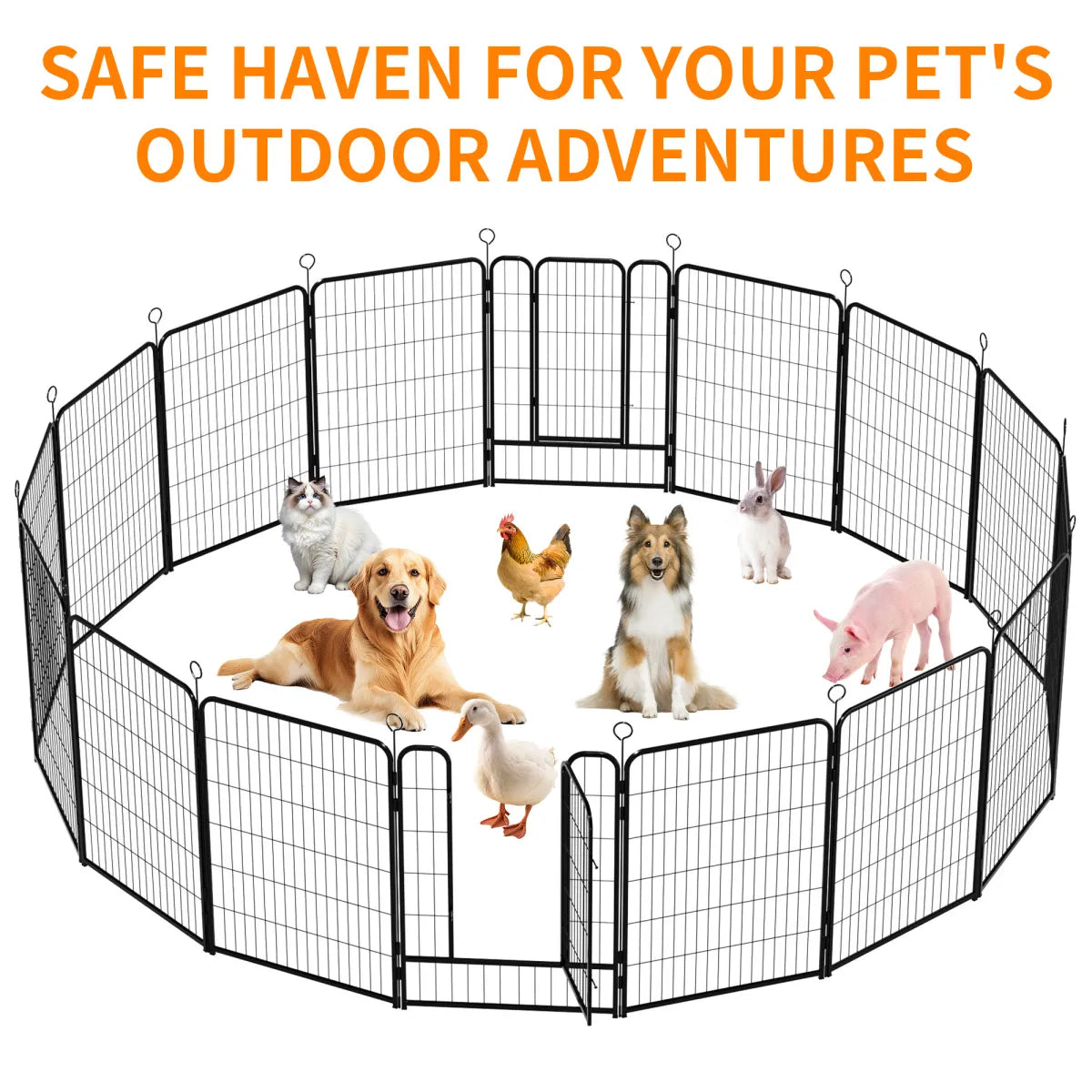 16-Panel Heavy Duty Dog Playpen, 40in, Black