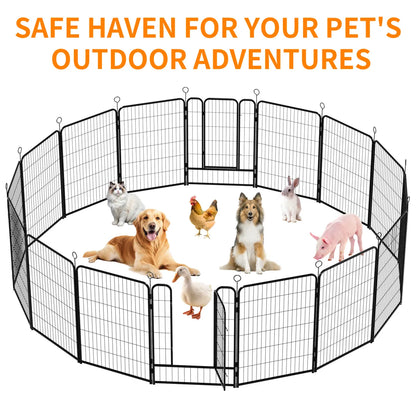 16-Panel Heavy Duty Dog Playpen, 40in, Black