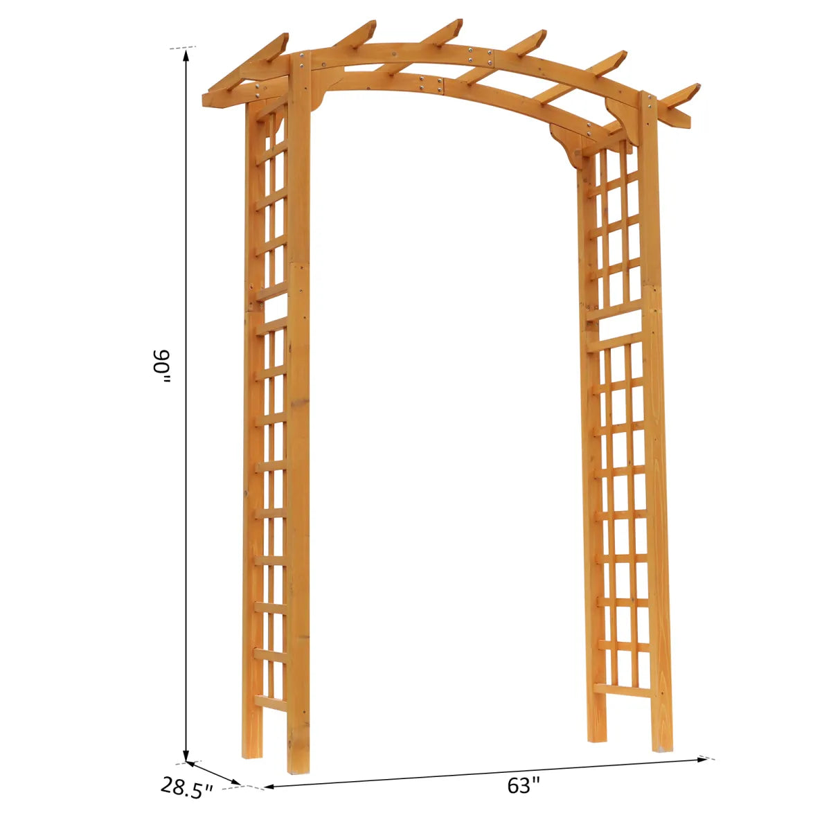 7.5ft Fir Wood Round Garden Pergola Style Arbor Arch Trellis