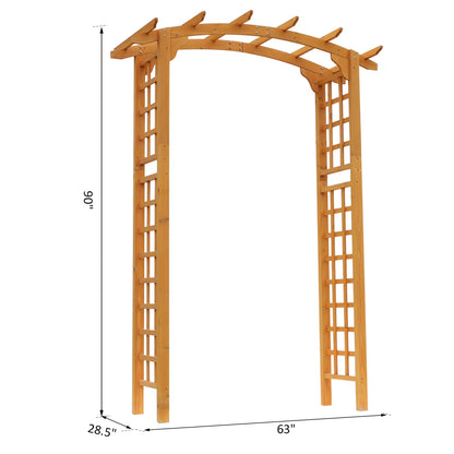 7.5ft Fir Wood Round Garden Pergola Style Arbor Arch Trellis