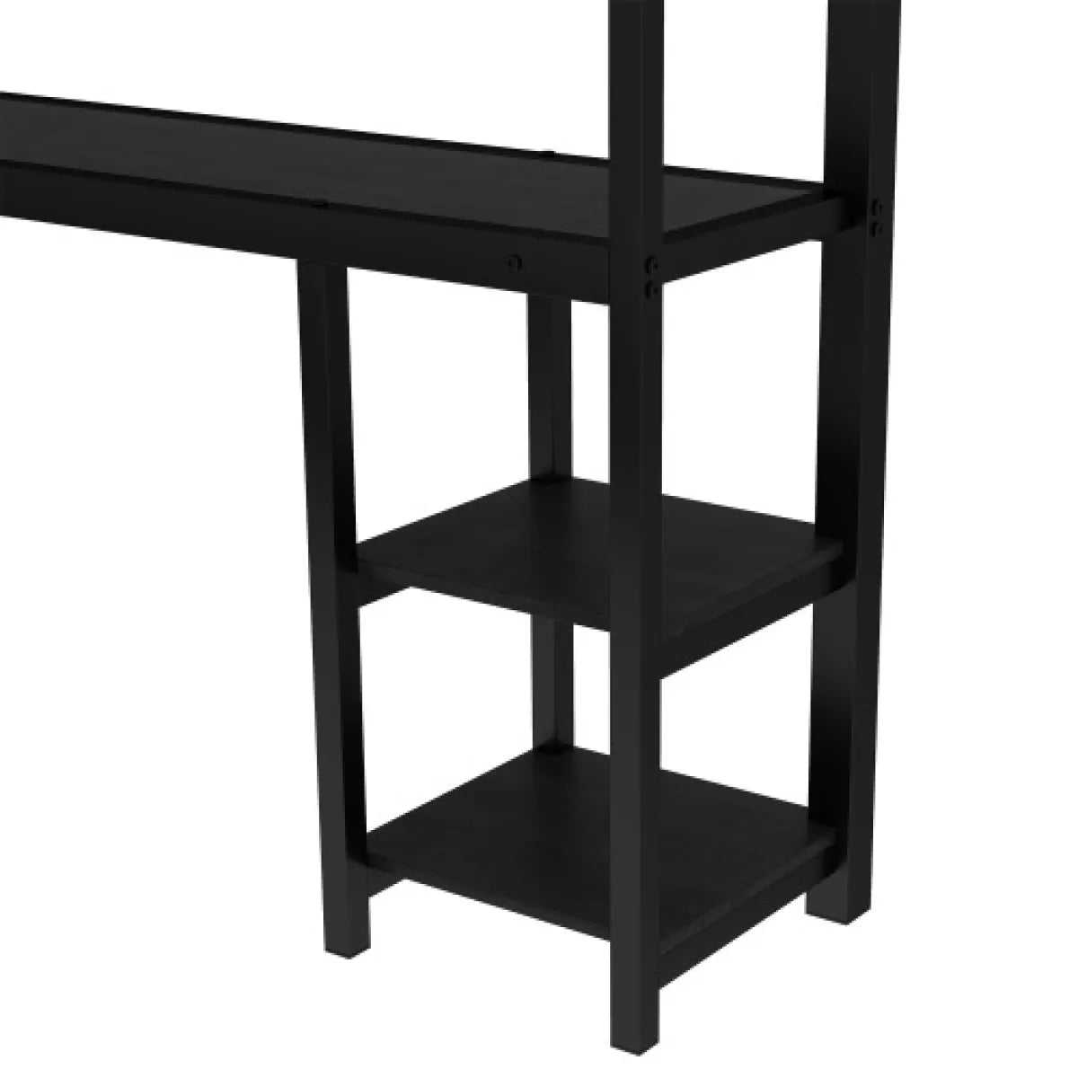 Queen Over Twin XL Metal Bunk Bed – Loft Bed with Desk, Shelves & Fold-Out Sofa, Black – view 8