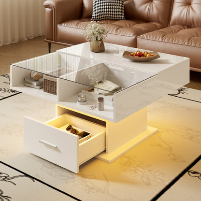 Lift-Top LED Coffee Table, White – alternate view 4