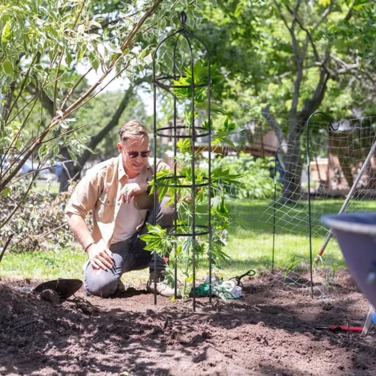 2-Pack Garden Obelisk Trellis for Climbing Plants, Black
