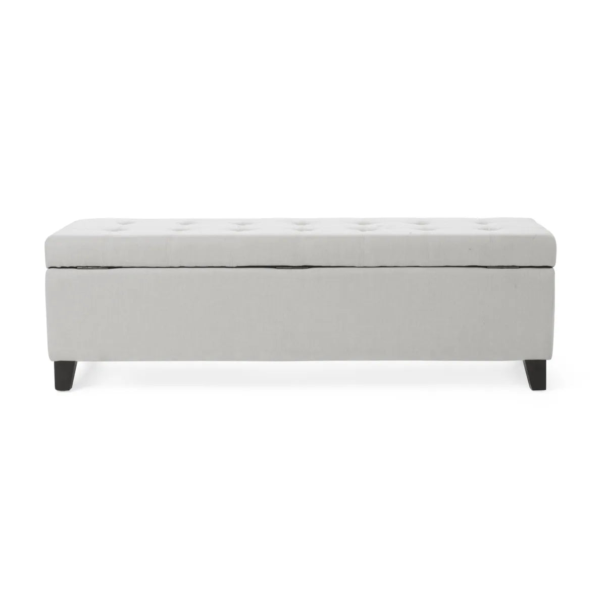 Upholstered Storage Ottoman Bench, Light Grey