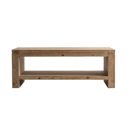 Rustic solid wood coffee table with shelf