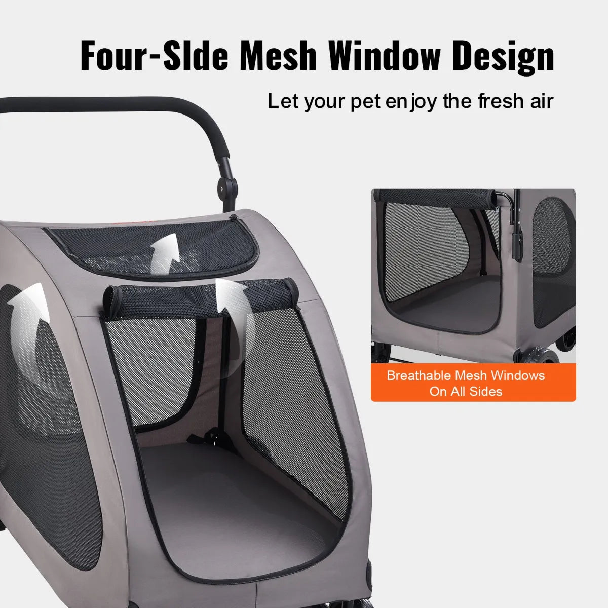 4-Wheel Foldable Pet Stroller – 160 lb Capacity Dog and Cat Carrier