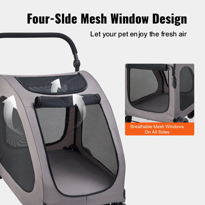4-Wheel Foldable Pet Stroller – 160 lb Capacity Dog and Cat Carrier