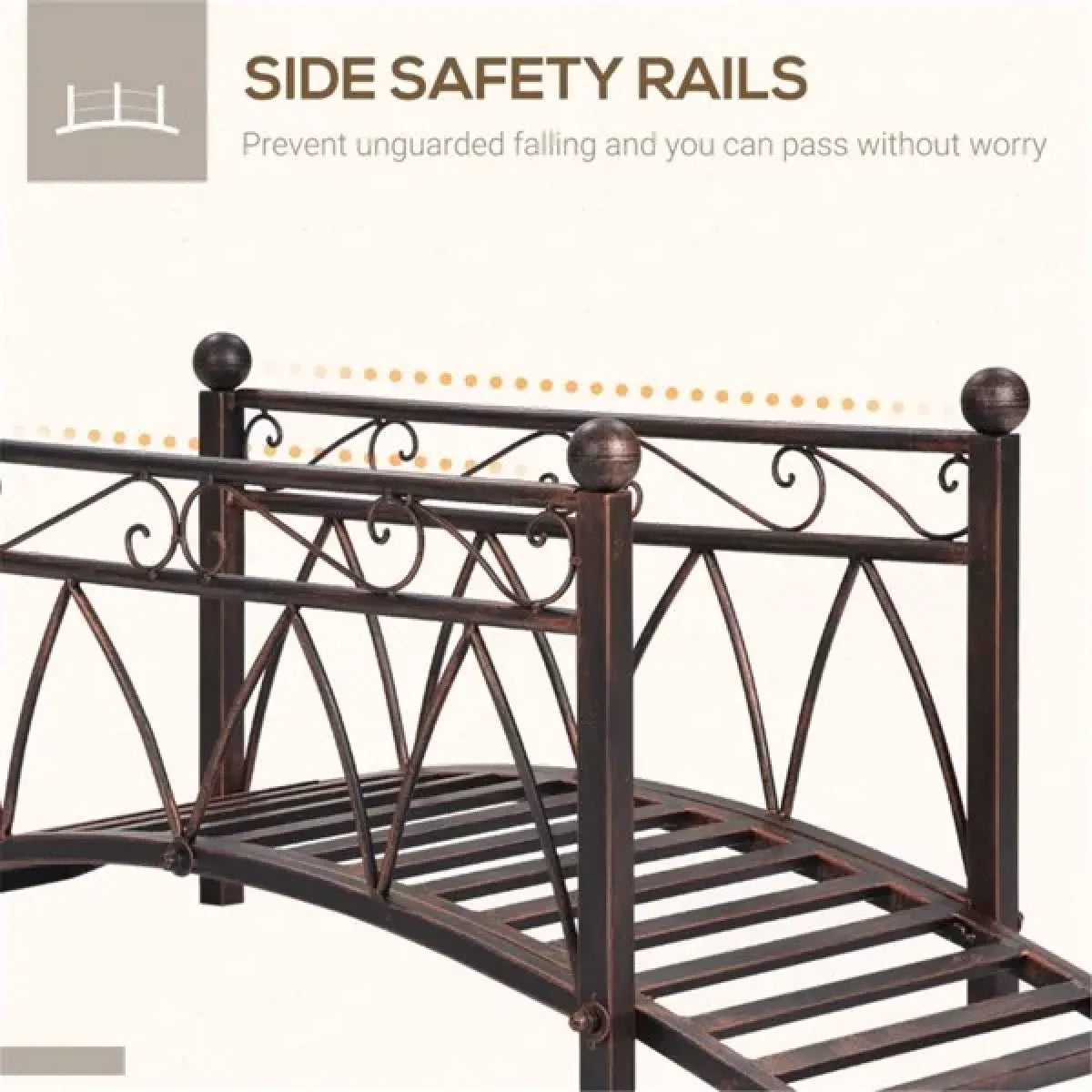 Wooden Garden Bridge with Rails