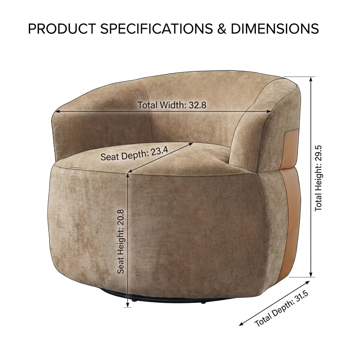 360° Swivel Round Barrel Accent Chair, Modern Bouclé Armchair – view 4
