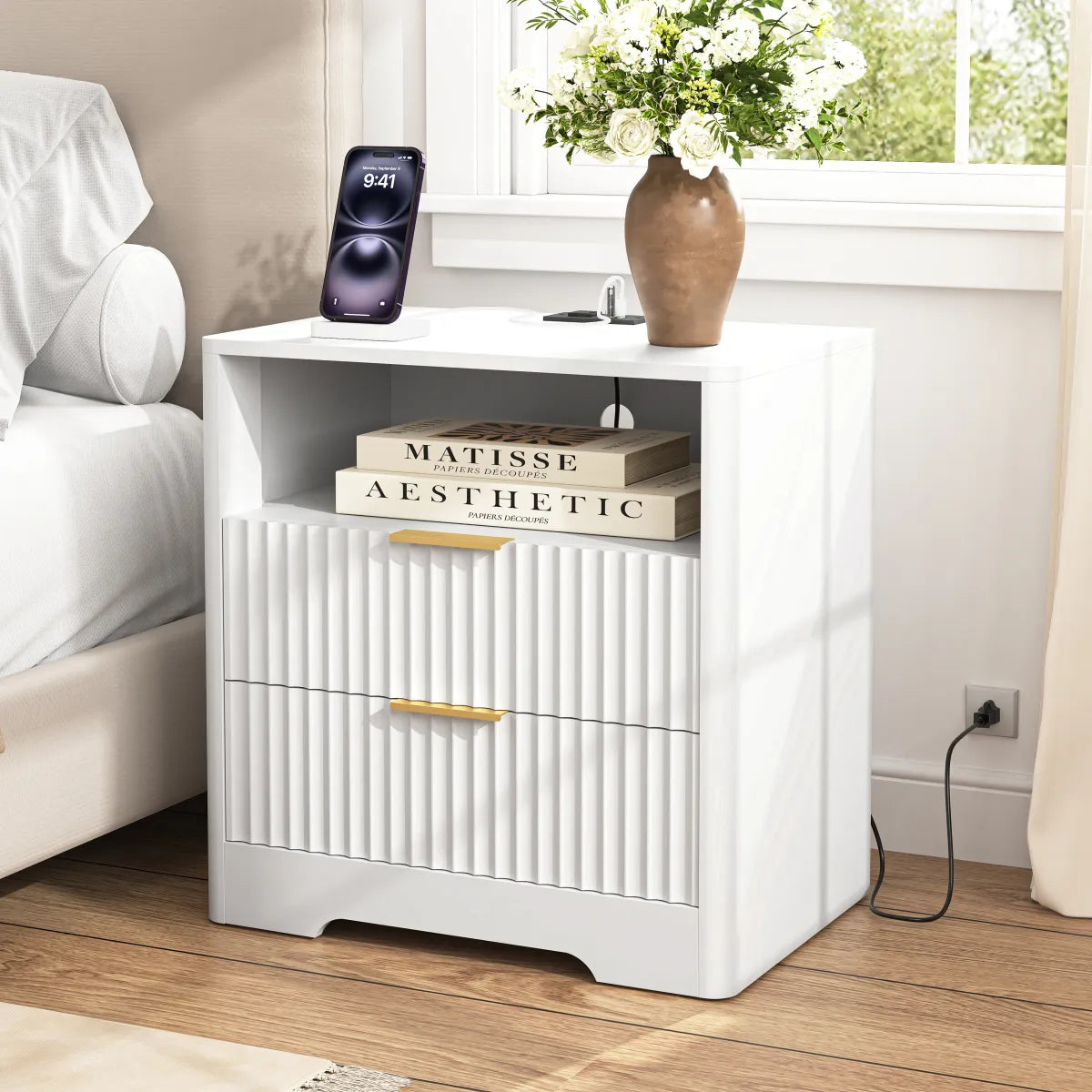 Smart Nightstand with Charging Station & Night Light – view 7
