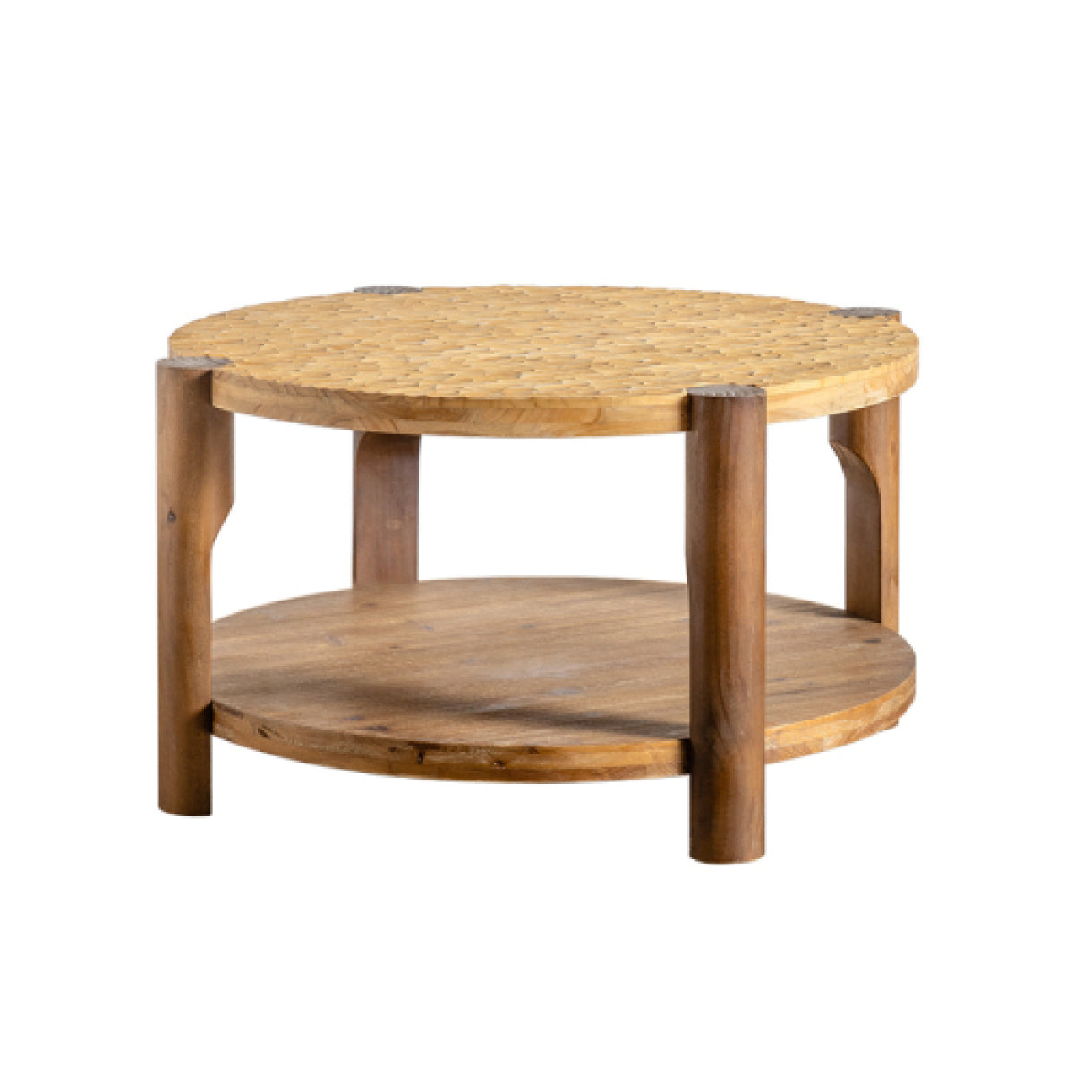 2-Tier Round Coffee Table – Solid Wood Legs & MDF Top, Mid Century Modern Living Room – view 4