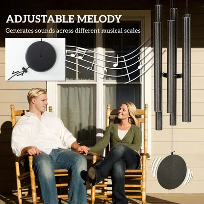 45" Deep Tone Wind Chimes with 6 Aluminum Tubes, Dark Grey