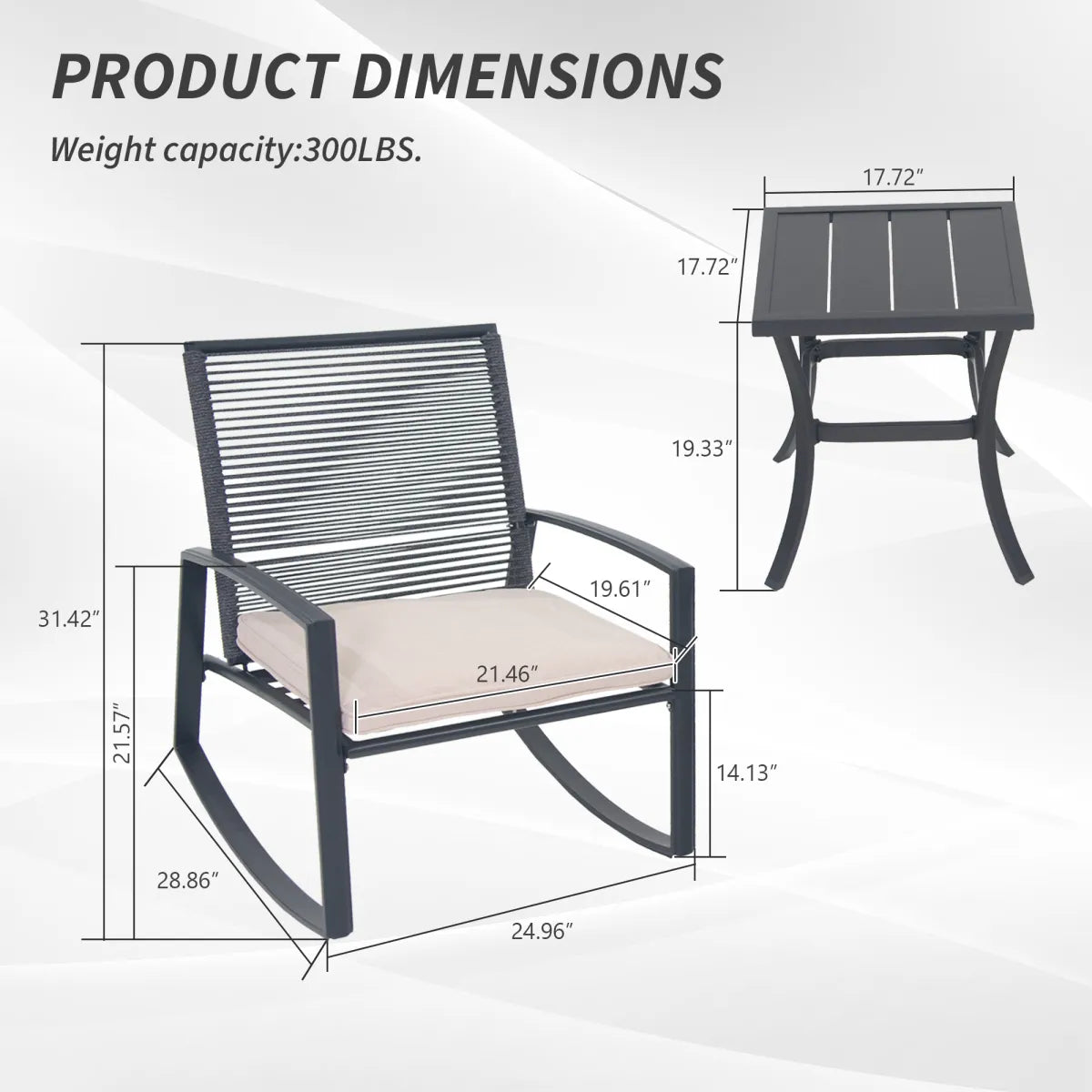 2-Person Outdoor Bistro Rocking Conversation Set with Table – view 4