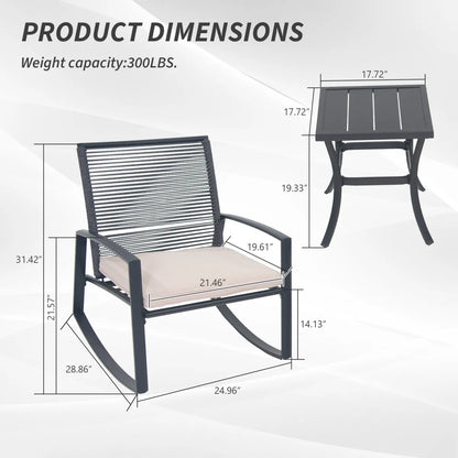 2-Person Outdoor Bistro Rocking Conversation Set with Table – view 4
