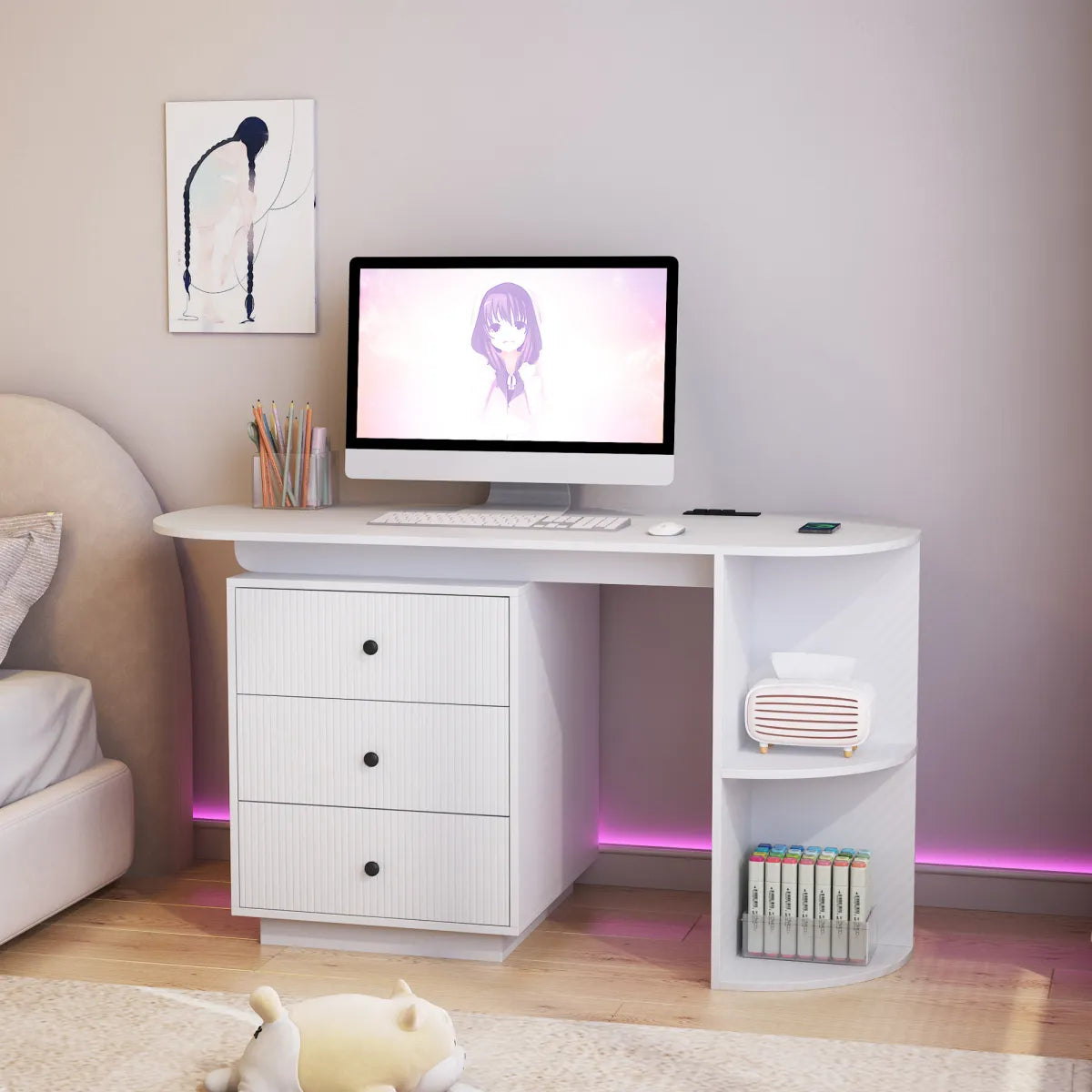 Expandable Computer Desk with Hutch & Bookshelf – view 3