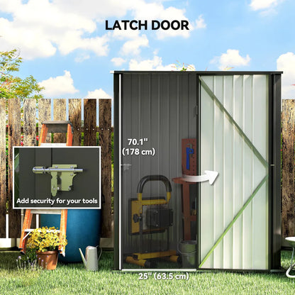 5x3 ft Steel Outdoor Storage Shed, Black
