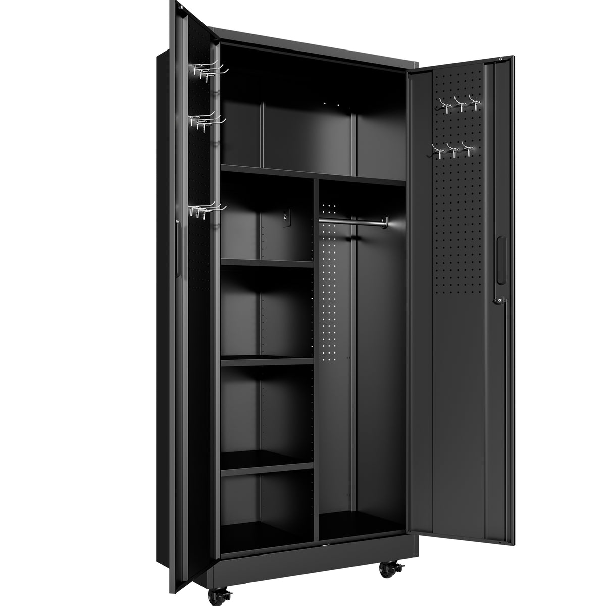 71 inch rolling steel storage locker, black