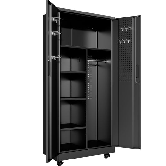 71 inch rolling steel storage locker, black