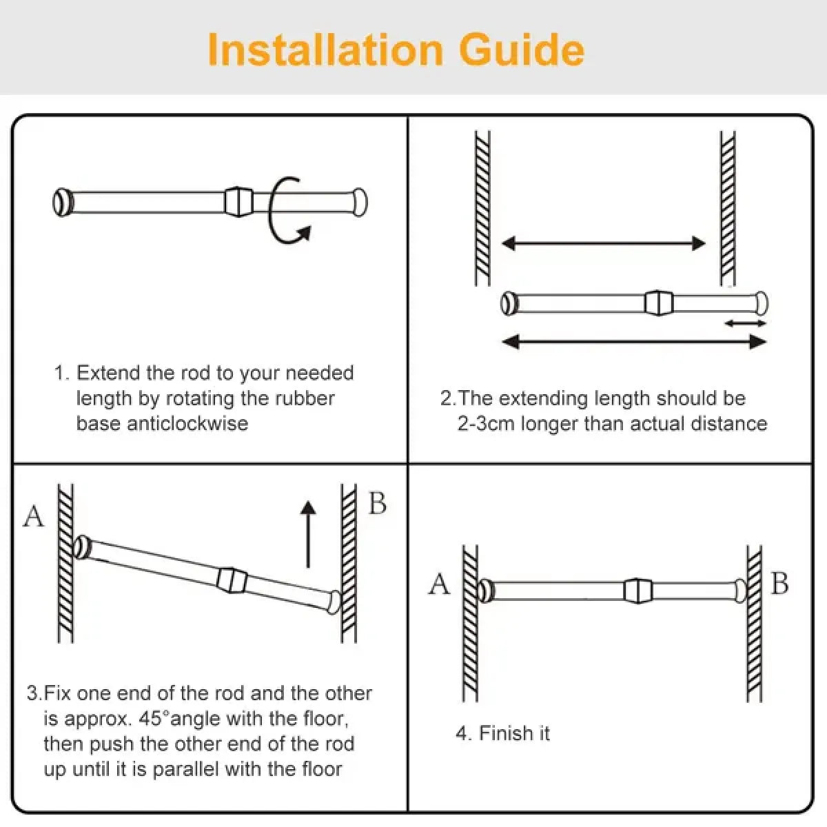 Spring Tension Curtain Rod – Heavy-Duty Steel No-Drill Pole
