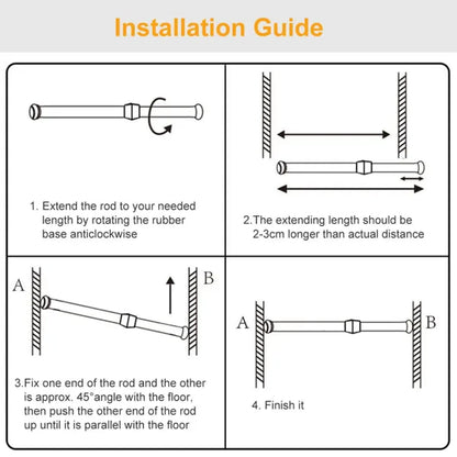 Spring Tension Curtain Rod – Heavy-Duty Steel No-Drill Pole
